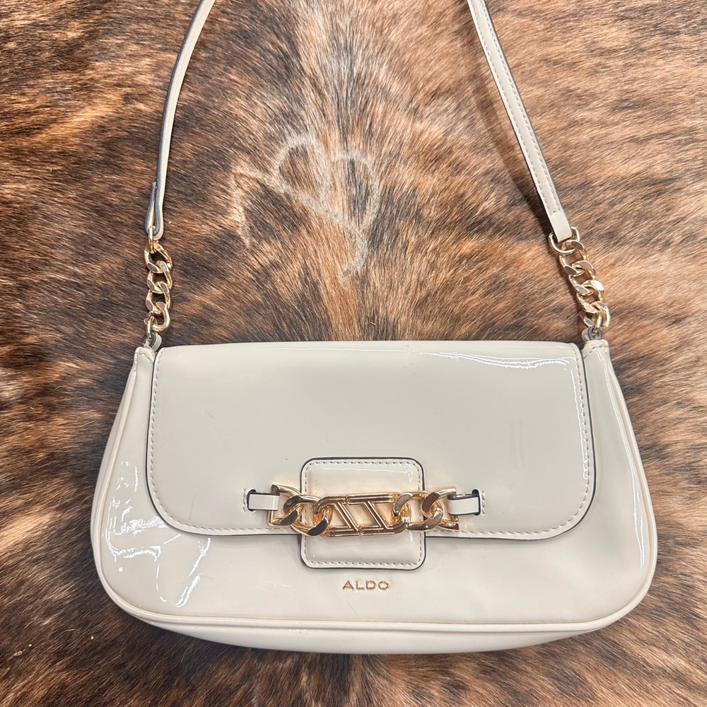 Aldo Beige Shoulder Bag with Gold Chain